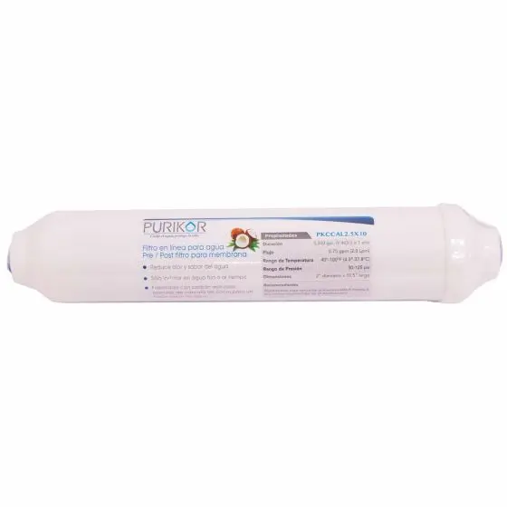 cartucho carbon activado en linea 10x2.5, in line