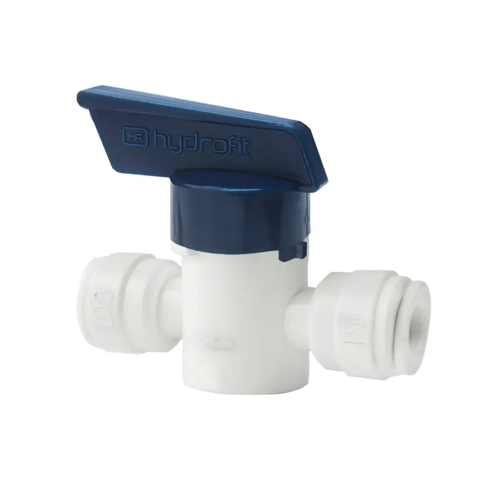 Llave de Paso HDF-BVI04 1/4" x 1/4" para Tubo – Conexión Rápida