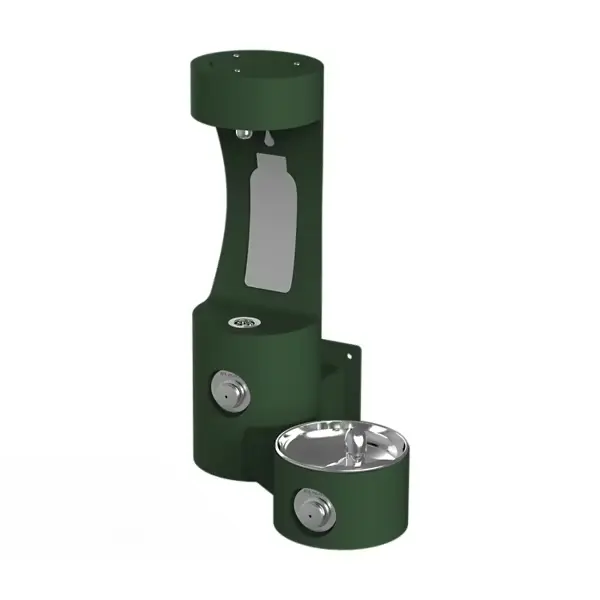 estación llenadora de botellas ezh2o® para exteriores, montaje en muro, con una fuente, sin filtración, sin enfriamiento, color evergreen