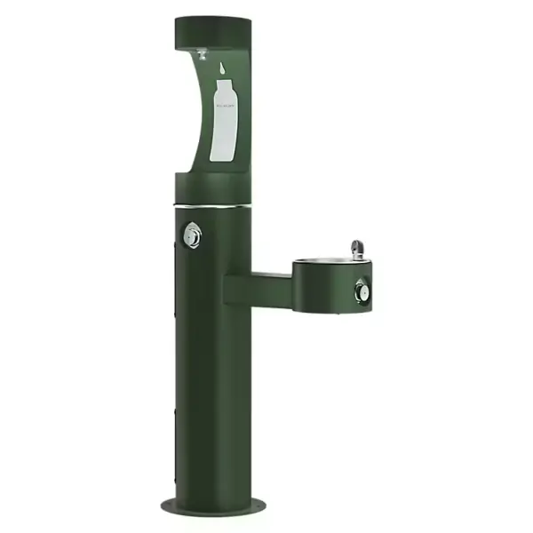 lk4420bf1uevg-estación llenadora de botellas ezh2o® para exteriores, montaje en pedestal de dos niveles, no filtrada, sin refrigeración, color verde evergreen.
