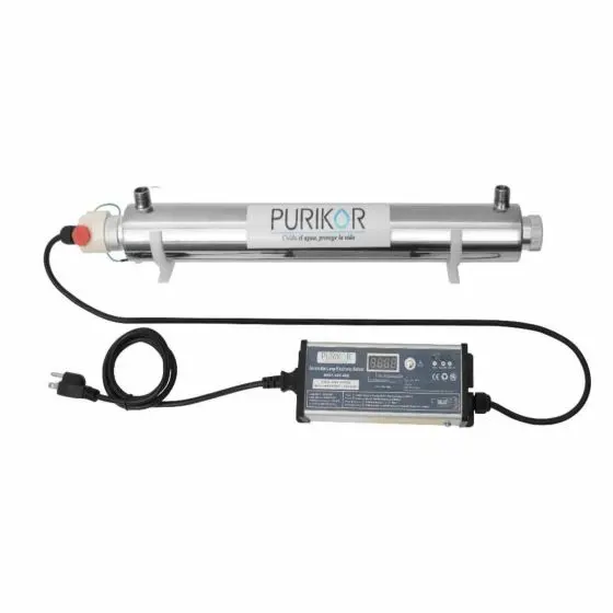 Sistema de Desinfección UV PURIKOR PKUV-18-RAV-PH – 18 GPM | 40W | Serie Platinum con Alarma y Contador