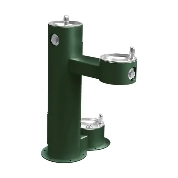 LK4420DBEVG / Fuente pedestal de dos niveles para exteriores con estación para mascotas, sin filtro, no refrigerada, color verde evergreen