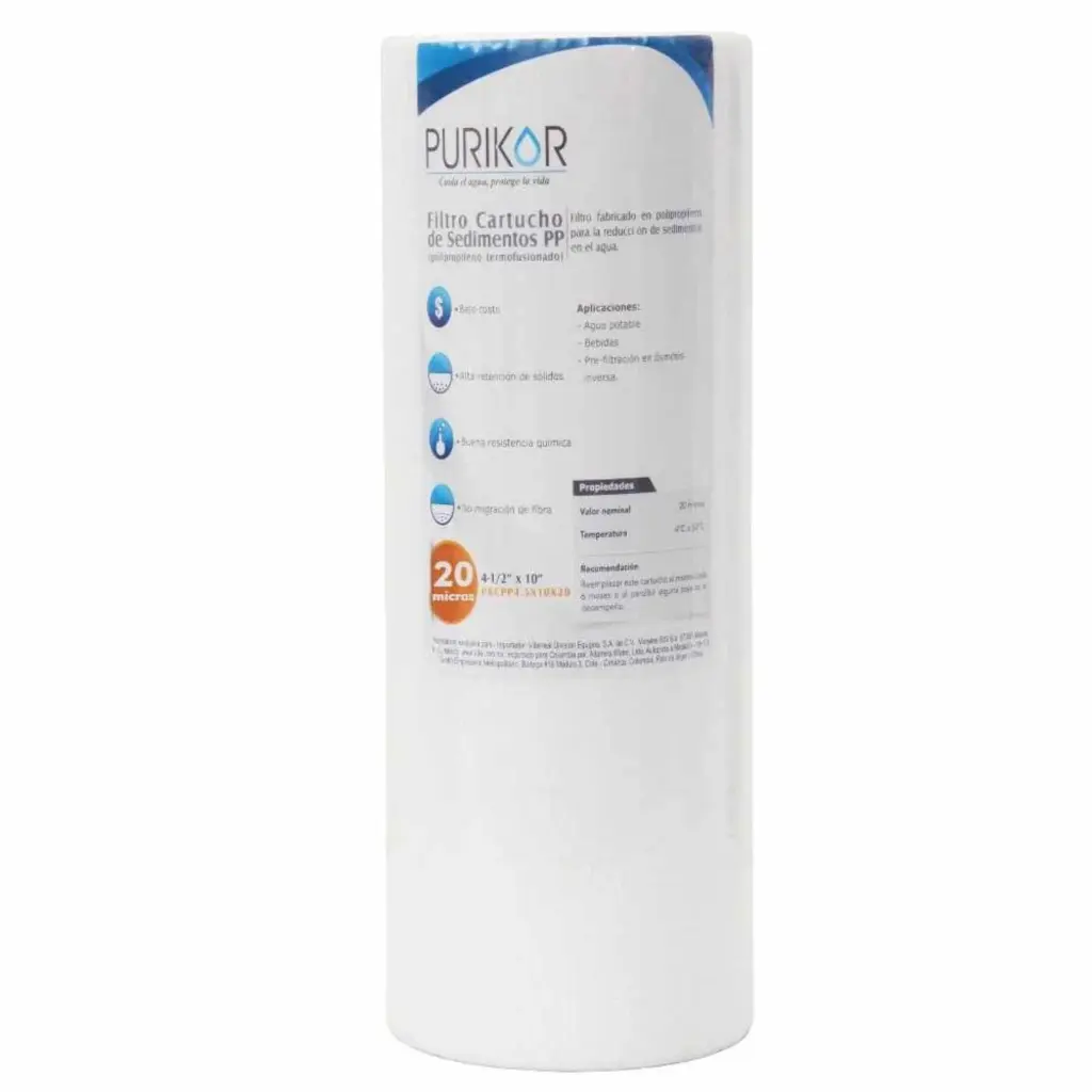 Cartucho Polipropileno 4.5” x 20” 20 Micras | Filtro Sedimentos Purikor
