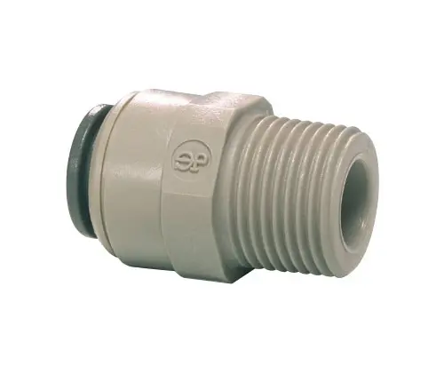 [PI011224S] Conector Recto John Guest PI011224S 3/8" Tubo x 1/2" NPTF Macho – Acetal Gris