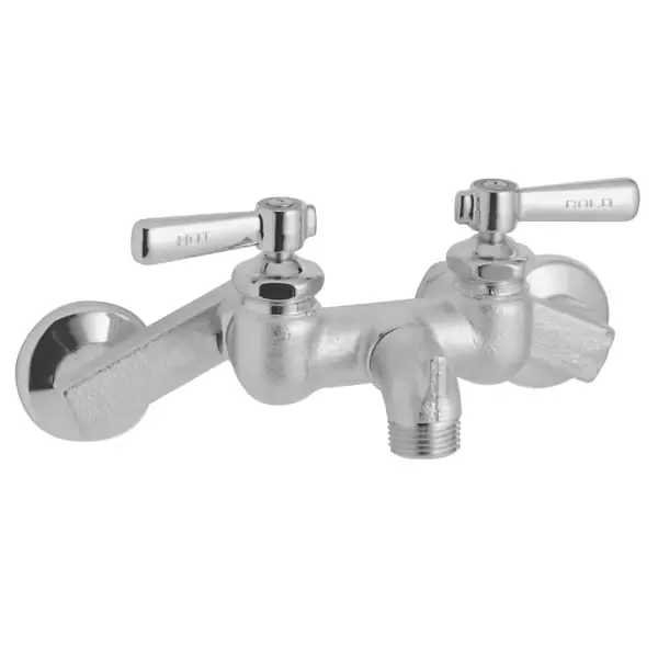 [LK400] mezcladora mural con centros ajustables de 4"-8-3/8", pico tipo gancho para cubeta, manerales tipo palanca de 2", acabado cromo rústico