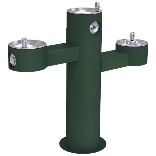 [LK4430EVG] Bebedero Exterior Pedestal Tri-Nivel Elkay  | Uso Rudo, Sin Filtro, Sin Energía