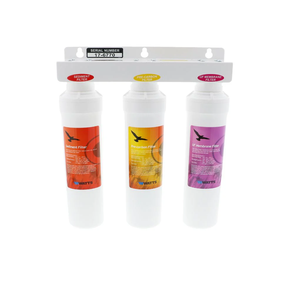 Sistema de Ultrafiltración Watts WQCFU-T-11KIT | 3 Etapas | 0.02 Micras | Bajo Tarja | Sin Desperdicio de Agua