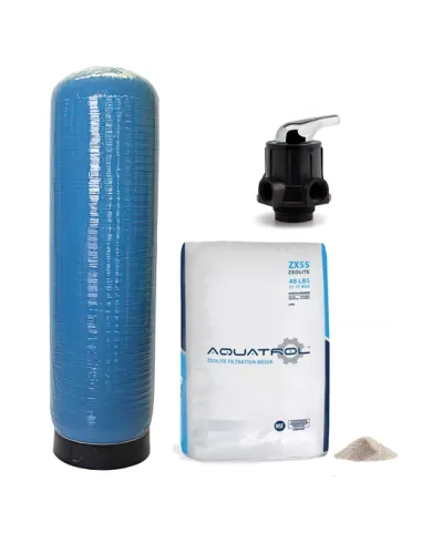 AQUATROL SYS-ZX55-MFV075-0844A – Filtro de Zeolita Catiónica 8” x 44” | 0.75 ft³ | Válvula Manual AQT-MFV-34