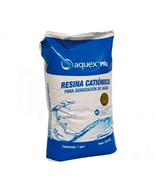 Resina Catiónica Aquex Pro para Suavizador de Agua | Resina de Intercambio Iónico 1 ft³ (22.6 kg) Certificada NSF