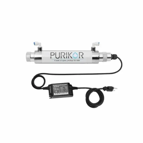 Sistema de Desinfección UV Purikor 1 GPM | 12W Eliminación Bacterias Agua