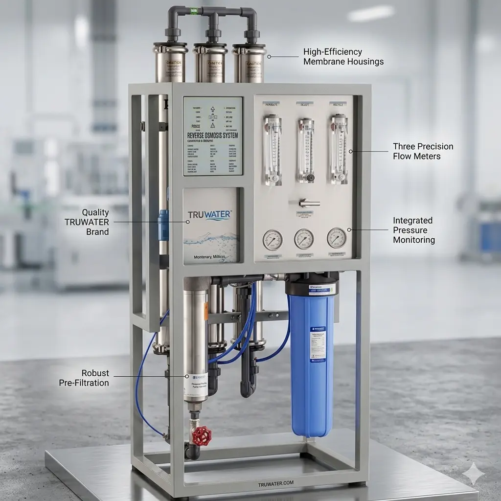 Sistema Comercial de Ósmosis Inversa CDAR-6000AI – 3 Membranas | 6,000 GPD