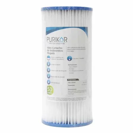 [PKCPL4.5X20X50] Cartucho Plegable PURIKOR PKCPL4.5X20X50 | 20" x 4.5" | 50 Micras | Alto Flujo 25 GPM