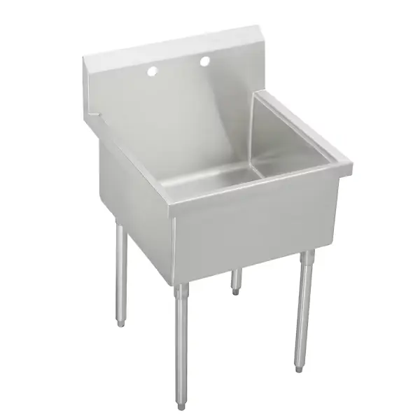 tarja de acero inoxidable sturdibilt® de 27" x 27-1/2" x 14", de montaje en piso, un solo compartimento, con 2 perforaciones para grifería, para fregadero industrial