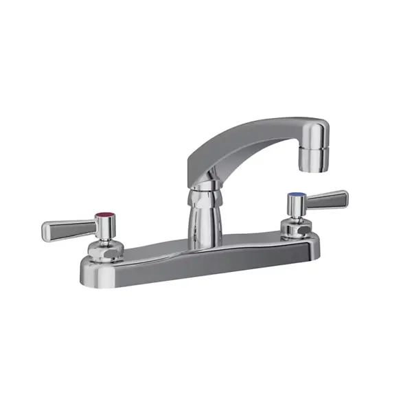 8" centerset with exposed deck faucet with 8" arc tube spout 2" lever handles chrome