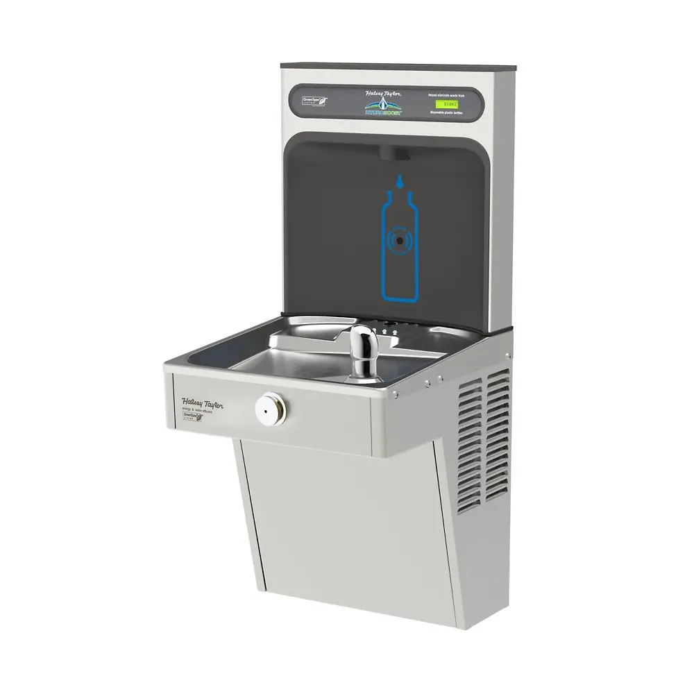 HTHB-HVRGRN8-NF-estación de llenado de botellas hydroboost® y bebedero individual antivandálico de alta eficiencia, sin filtro, refrigerado, de acero inoxidable.