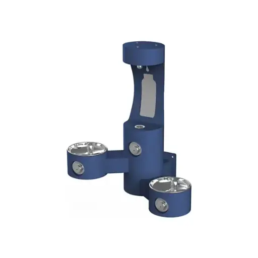 [LK4409BFBLU] estación de llenado de botellas ezh2o® para exteriores, de montaje en pared, con fuente de dos niveles, sin filtro, sin refrigeración, color azul.