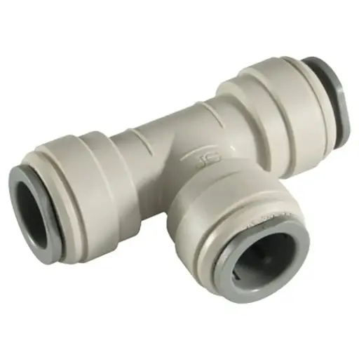[PI0208S] Conector Tee John Guest 1/4” x 1/4” x 1/4” Acetal Gris | Unión Push-Fit 150 PSI