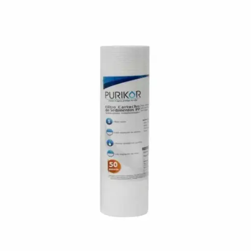 [PKCPP2.5X10X50] Cartucho sedimento PURIKOR 2.5” x 10” 50 micras | Filtro polipropileno termofusionado alto flujo