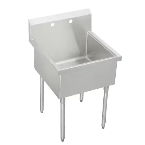 [SS81242] tarja de acero inoxidable sturdibilt® de 27" x 27-1/2" x 14", de montaje en piso, un solo compartimento, con 2 perforaciones para grifería, para fregadero industrial