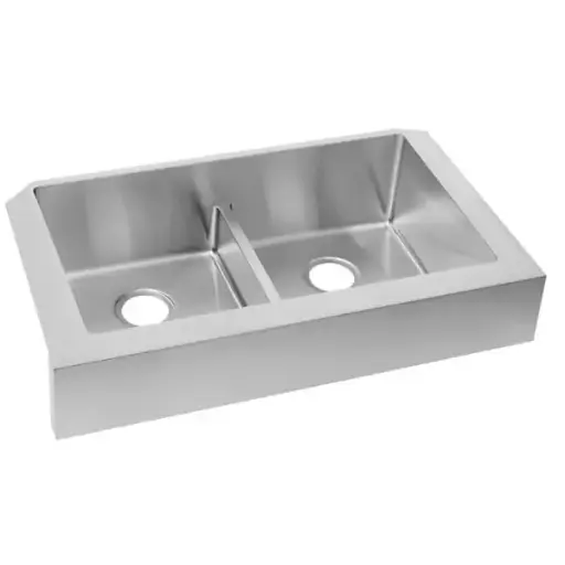 [ECTRUFA32179] fregadero tipo delantal crosstown® de acero inoxidable calibre 18 de 35-7/8" x 20-1/4" x 9" con doble tarja igual y divisor aqua divide